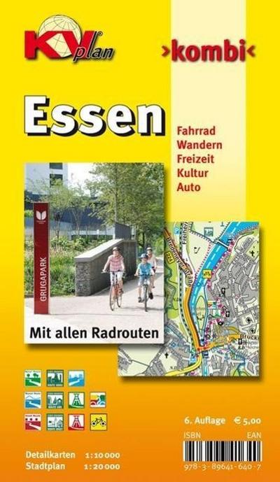 KVplan Kombi Essen : Fahrrad, Wandern, Freizeit, Kultur, Auto. Mit allen Radrouten