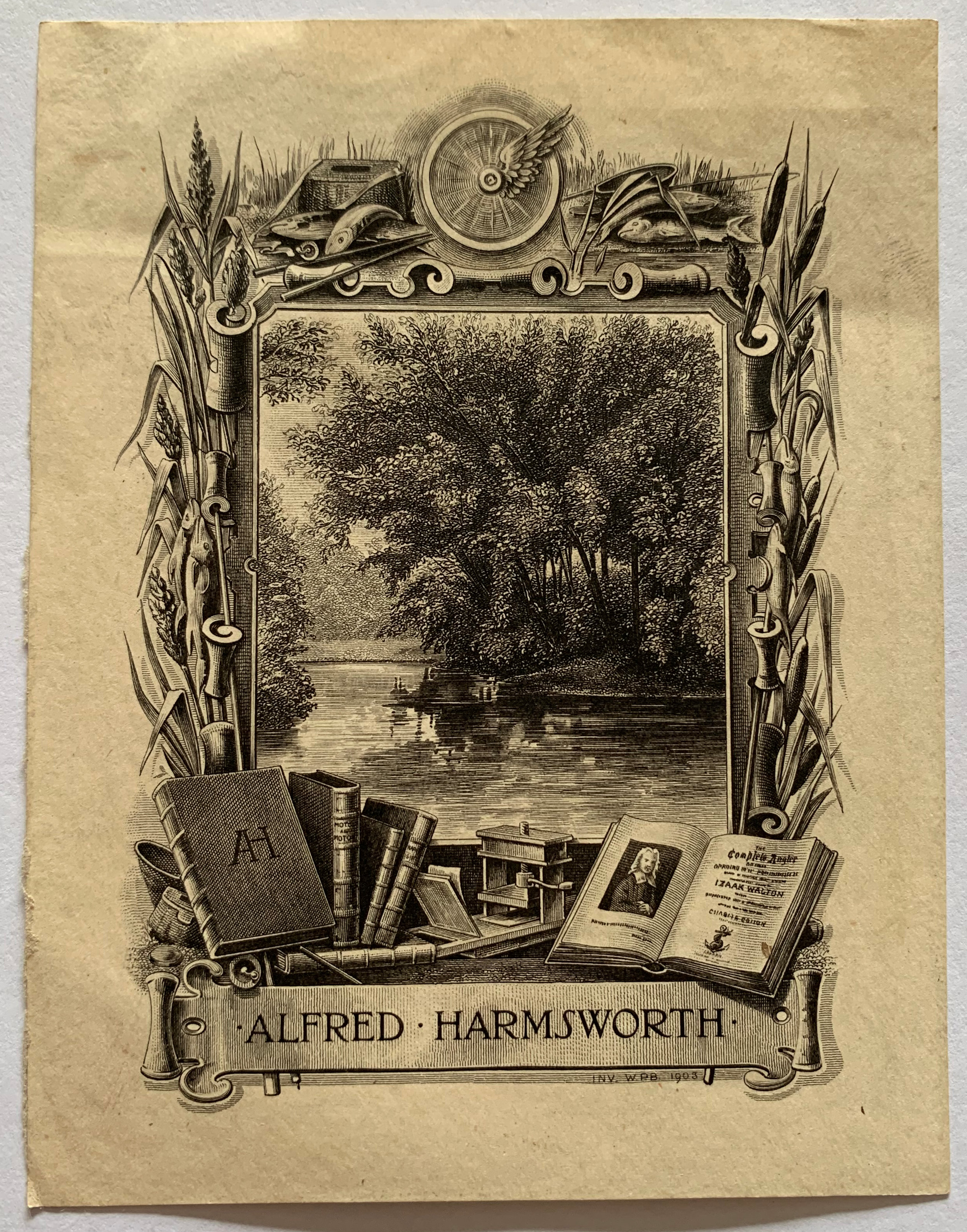 Angling Bookplate of Alfred Harmsworth