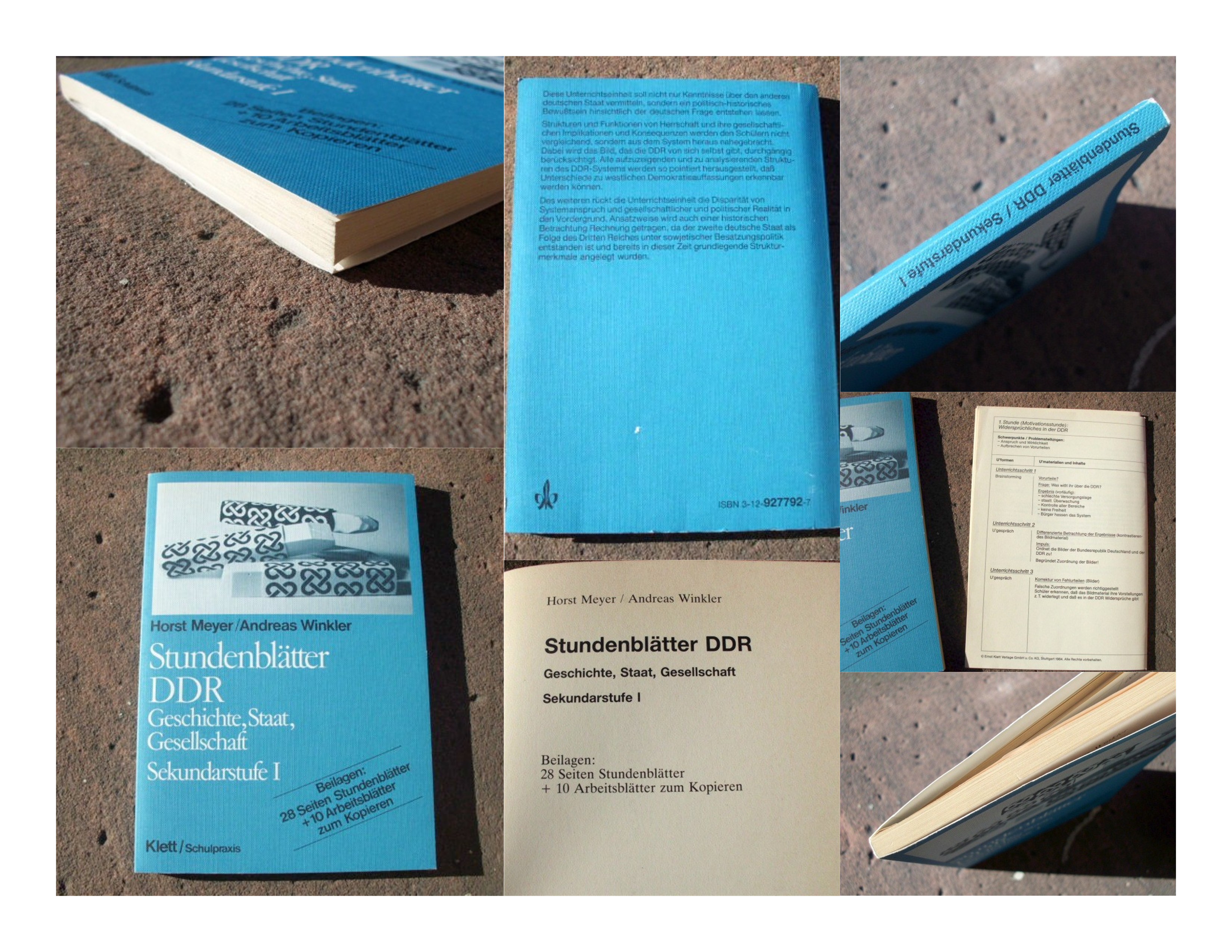 Stundenblätter DDR. Geschichte, Staat, Gesellschaft. Sekundarstufe I. Mit 28 Seiten Stundenblätter + 10 Seiten zum Kopieren als Beilage. (= Reihe: Klett / Schulpraxis). - Meyer, Horst; Winkler, Andreas