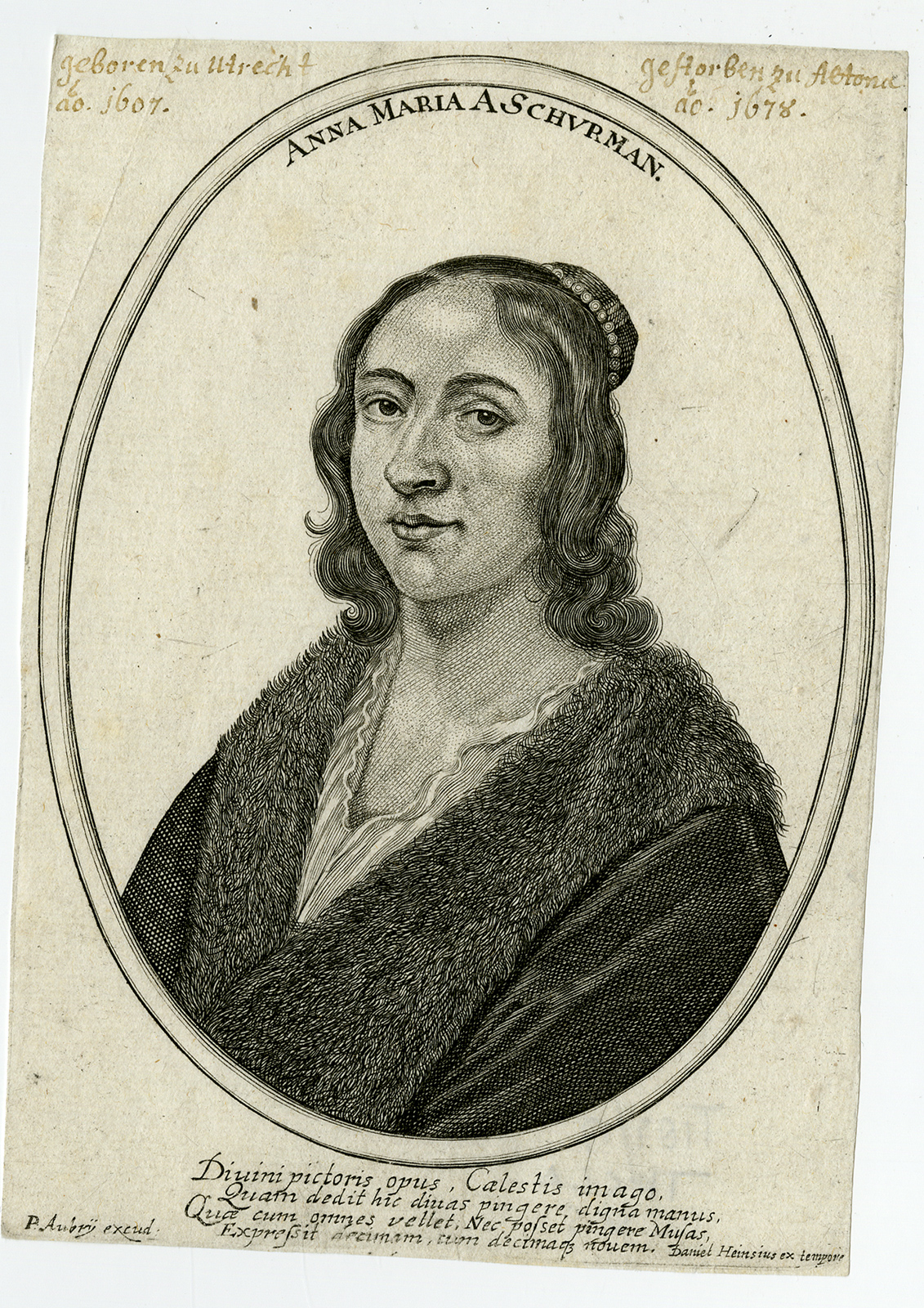 Antique Master Print-ANNA MARIA VAN SCHUURMAN-POET-AUTHOR-PRODIGY 
