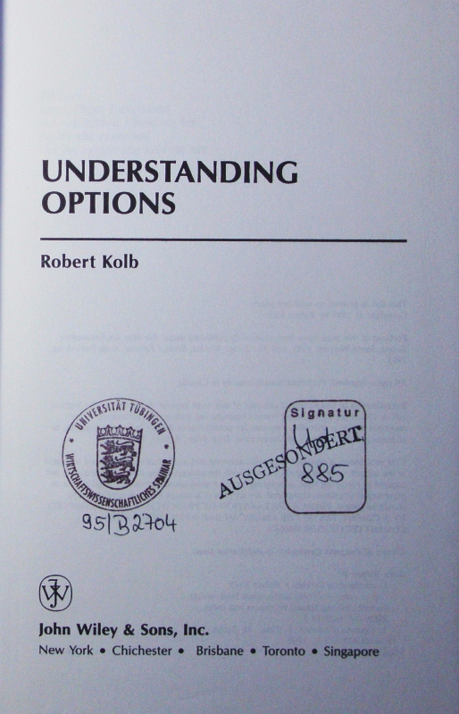 Understanding options. - Kolb, Robert