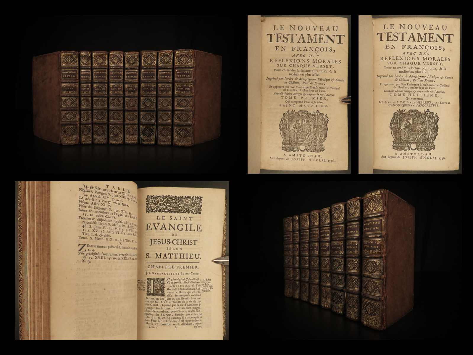 1736 BIBLE & BANNED Commentary Jansenism Catholic 8v Pasquier Quesnel French QUESNEL, Pasquier [edit.] [Near Fine] [Hardcover]