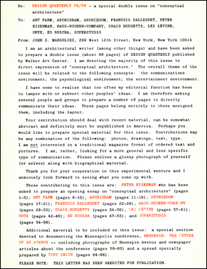 Design Quarterly 78 / 79 : A Special Double Issue on "Conceptual Architecture" Ant Farm, Archigram, Archizoom, François Dallegret, Peter Eisenman, Ha