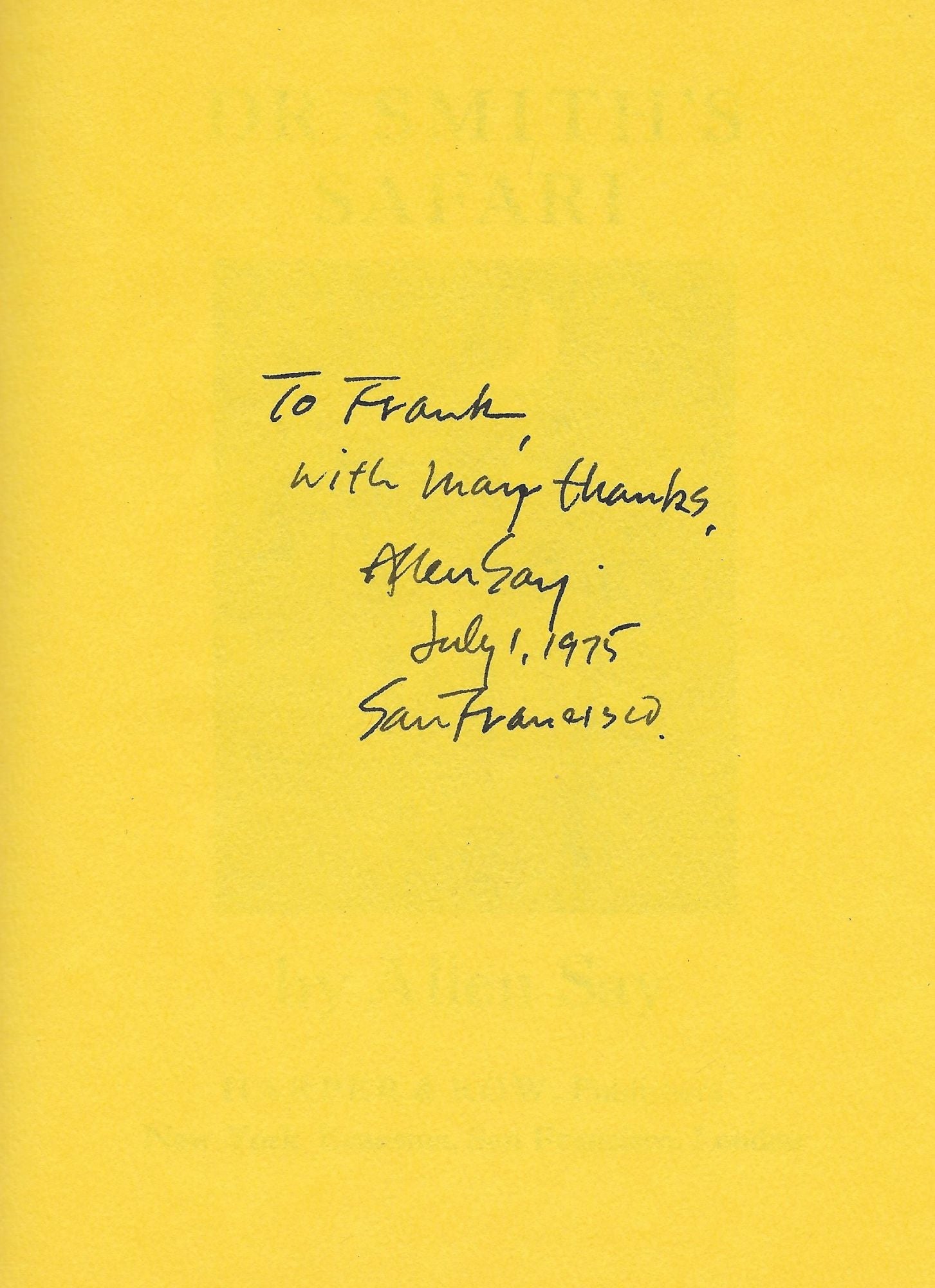 Dr. Smith's Safari by Say, Allen: Hardbound (1972) First edition