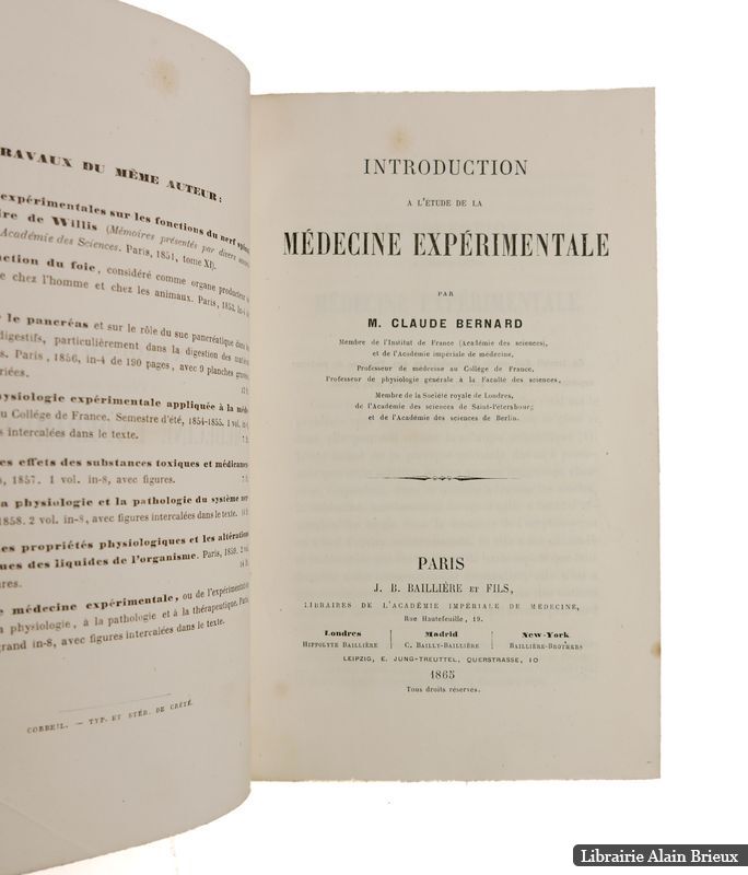 Introduction à l'étude de la médecine expérimentale - BERNARD, Claude