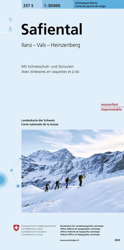 257S Safiental Schneesportkarte : Ilanz - Vals - Heinzenberg, Schneeschuh- und Skitourenkarte, Skitourenkarten 1:50 000 Blatt 257S - Bundesamt für Landestopografie swisstopo