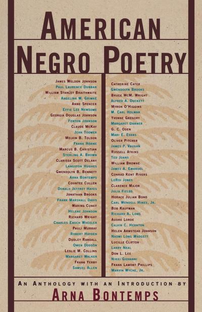 American Negro Poetry : An Anthology - Arna Wendell Bontemps