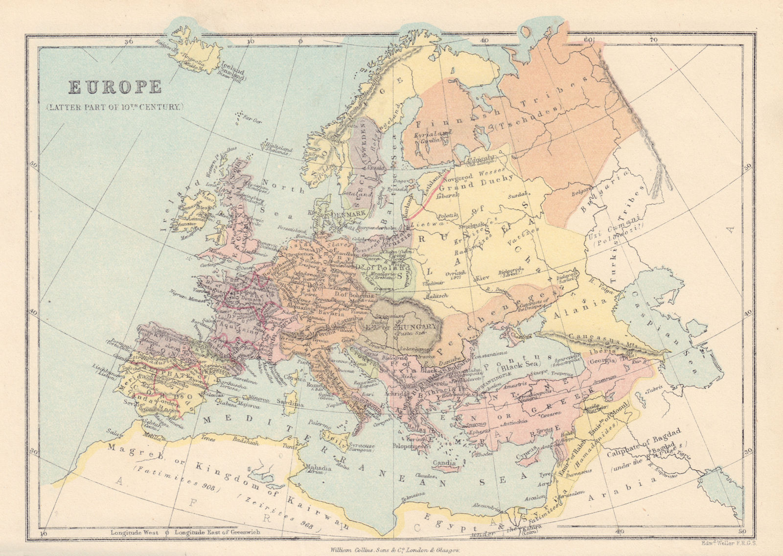 Europe (Latter part of 10th Century) by Collins, William & Sons (1873