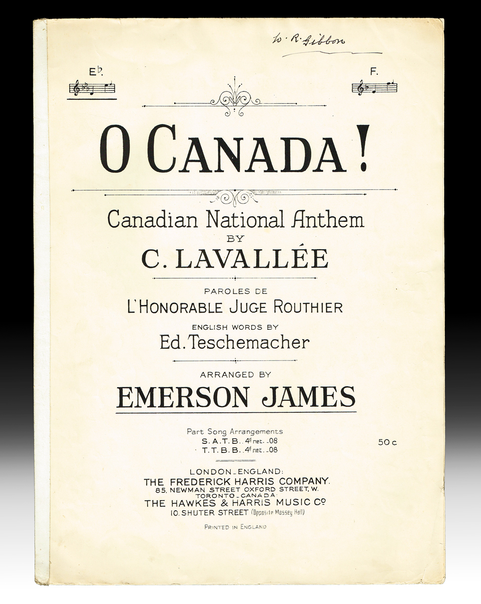 O Canada ! Canadian National Anthem by C. Lavallée Lavallée, C. (Arranged by Emerson James) (French words by Judge Routhier ; English Words by Edward