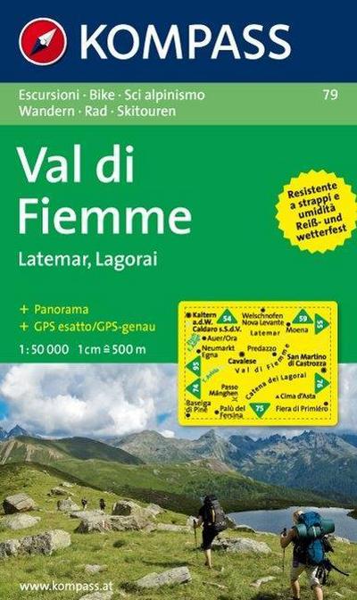 Val di Fiemme, Latemar, Lagorai: Escursioni / Bike / Sci alpinismo. Wandern / Rad / Skitouren. 1:50.000 - Kompass Karten