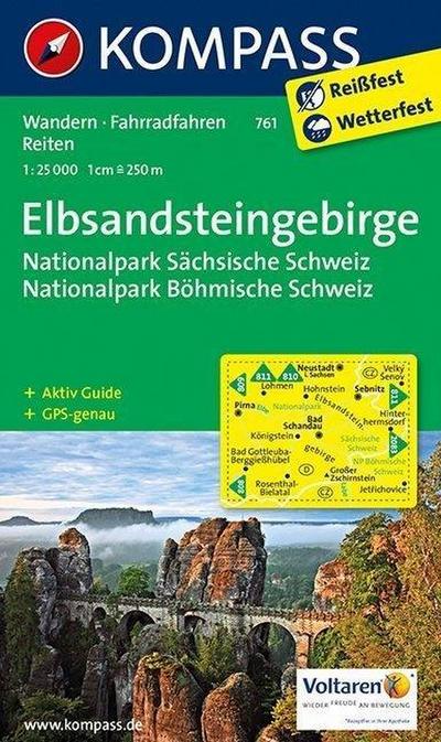Elbsandsteingebirge - Nationalpark Sächsische Schweiz - Nationalpark Böhmische Schweiz: Wanderkarte mit Aktiv Guide, Radrouten und Reitwegen. . GPS-genau (KOMPASS-Wanderkarten, Band 761)