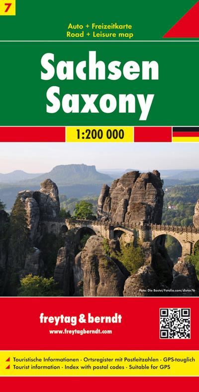 Deutschland 07 Sachsen 1 : 200 000 : Autokarte. Touristische Informationen. Ortsregister mit Postleitzahlen. GPS-tauglich