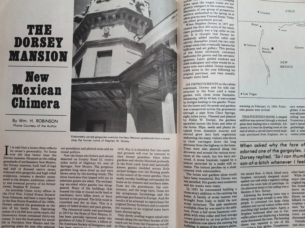 Article the Dorsey Mansion, New Mexican Chimera "When asked shy the face of Senator Blaine