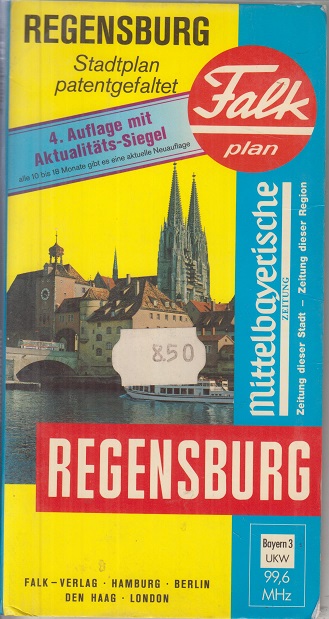 Falk Plan, Regensburg, Stadtplan patentgefaltet Maßstab 1:11300 - 1:17000 - Falk-Verlag
