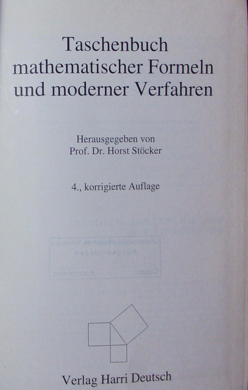 Taschenbuch mathematischer Formeln und moderner Verfahren. - Stöcker, Horst