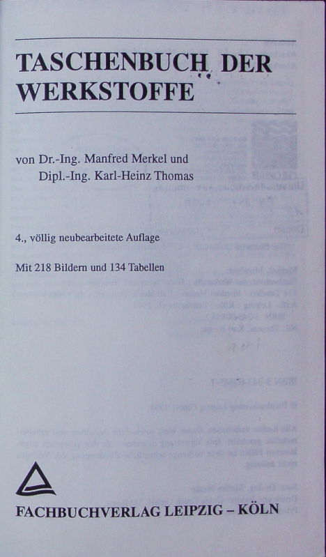 Taschenbuch der Werkstoffe. - Merkel, Manfred