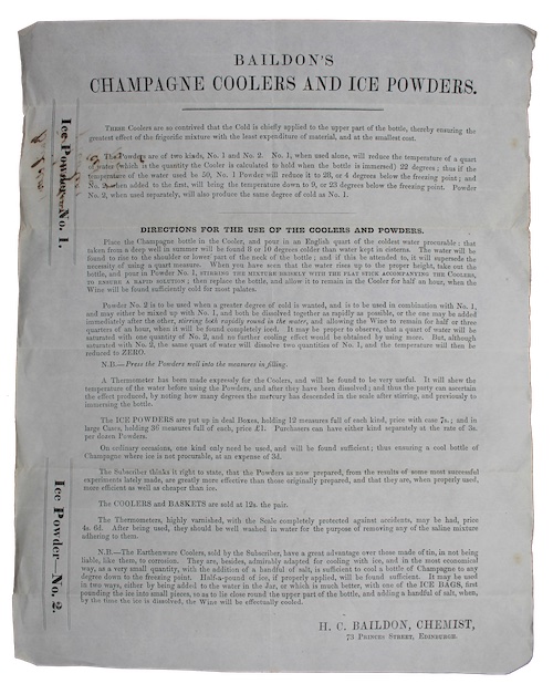 [Drop-head title:] Baildon's champagne coolers and ice powders BAILDON, H. C. [ ]