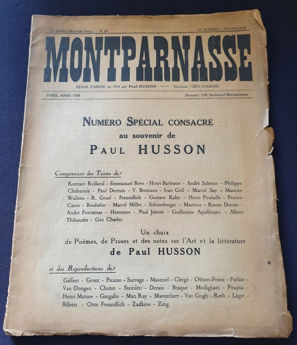 Montparnasse - Numéro spécial consacré au souvenir de Paul Husson - N.50 - Mars 1928 Collectif [Moyen] [Couverture souple]