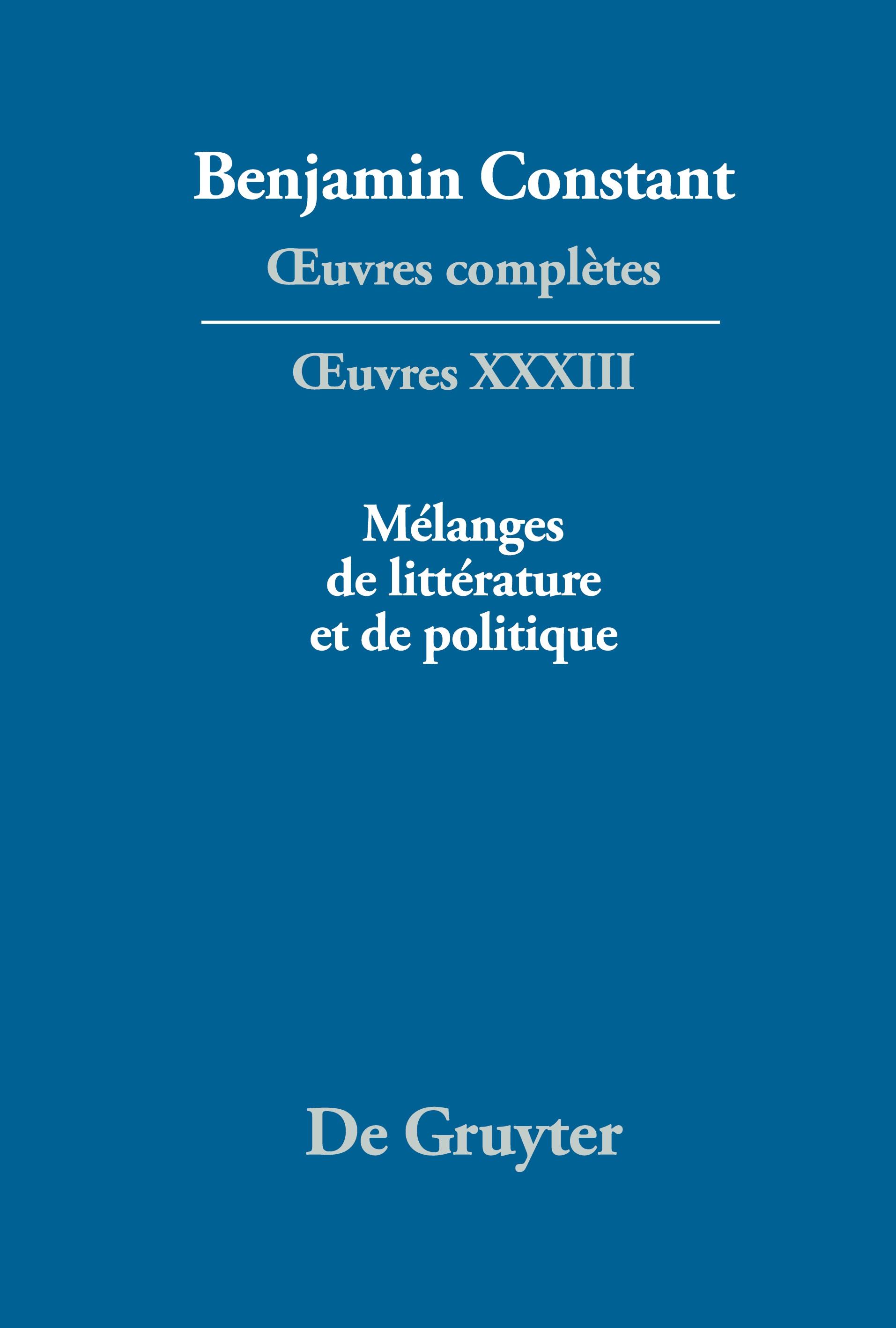 MÃ©langes de littÃ©rature et de politique