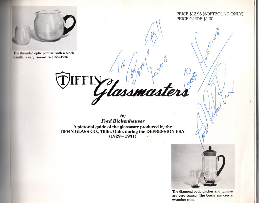 Tiffin Glassmasters Book 1 A pictorial guide of the glassware produced