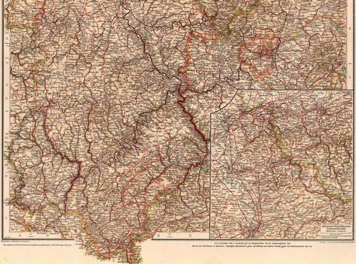 Karte Rheinland und Westfalen, Fürstentum Lippe und Grossherzogtum ...