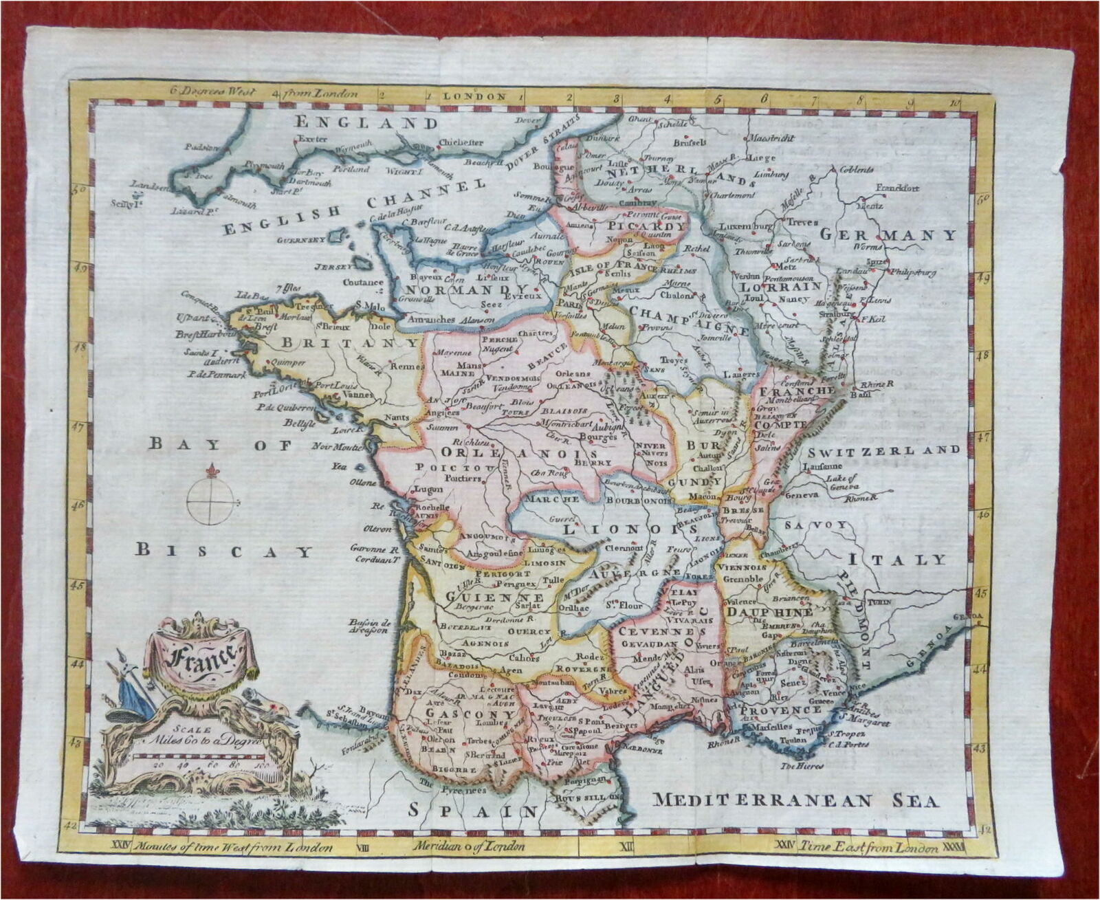Kingdom of France Ancien Regime Bourbon France c. 1760 Jefferys hand colored map (1760) Map