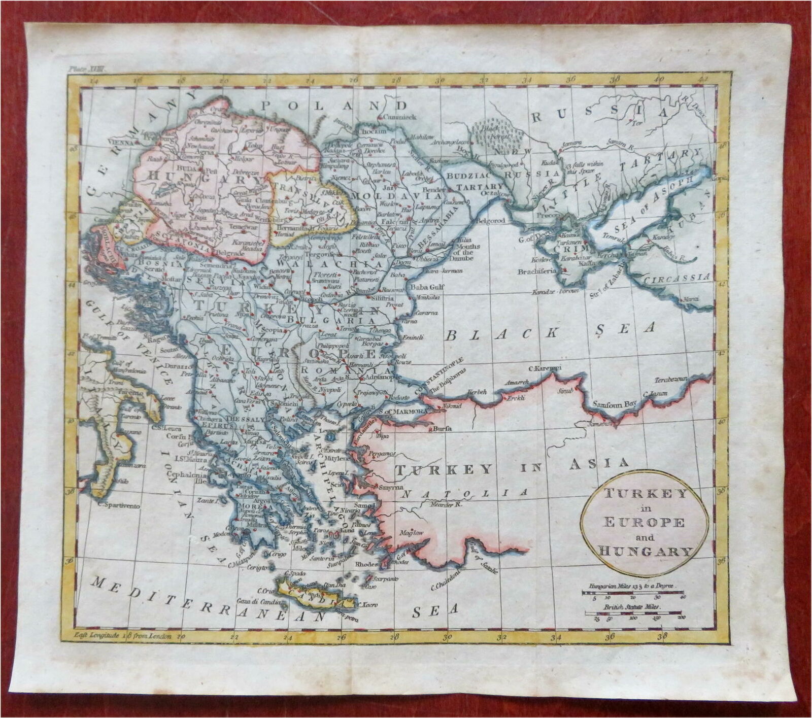 Ottoman Balkans Hungary Transylvania Wallachia Greece Albania 1796 engraved map (1796) Map