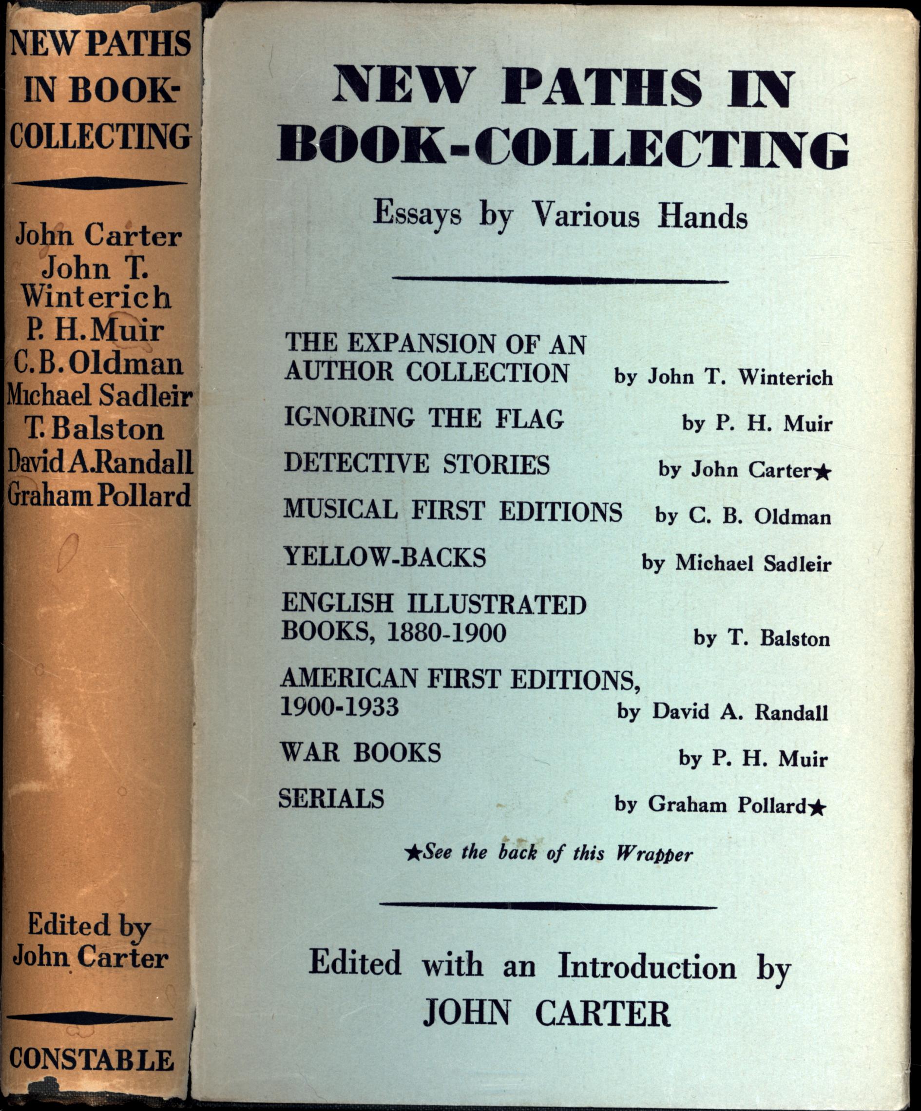 New Paths In Book-Collecting / Essays by Various Hands Carter, John, Edited with an Introduction by / David A. Randall, P.H. Muir, Graham Pollard, Jo