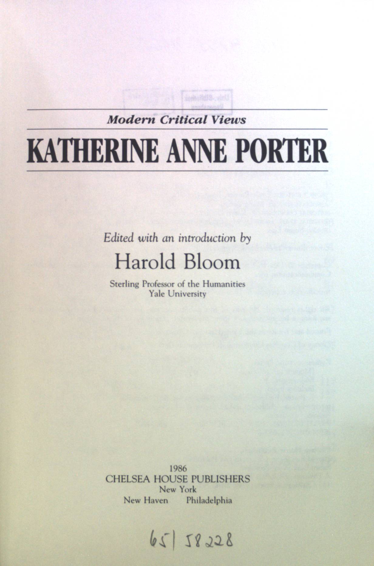 Katherine Anne Porter Bloom's Modern Critical Views - Bloom, Harold