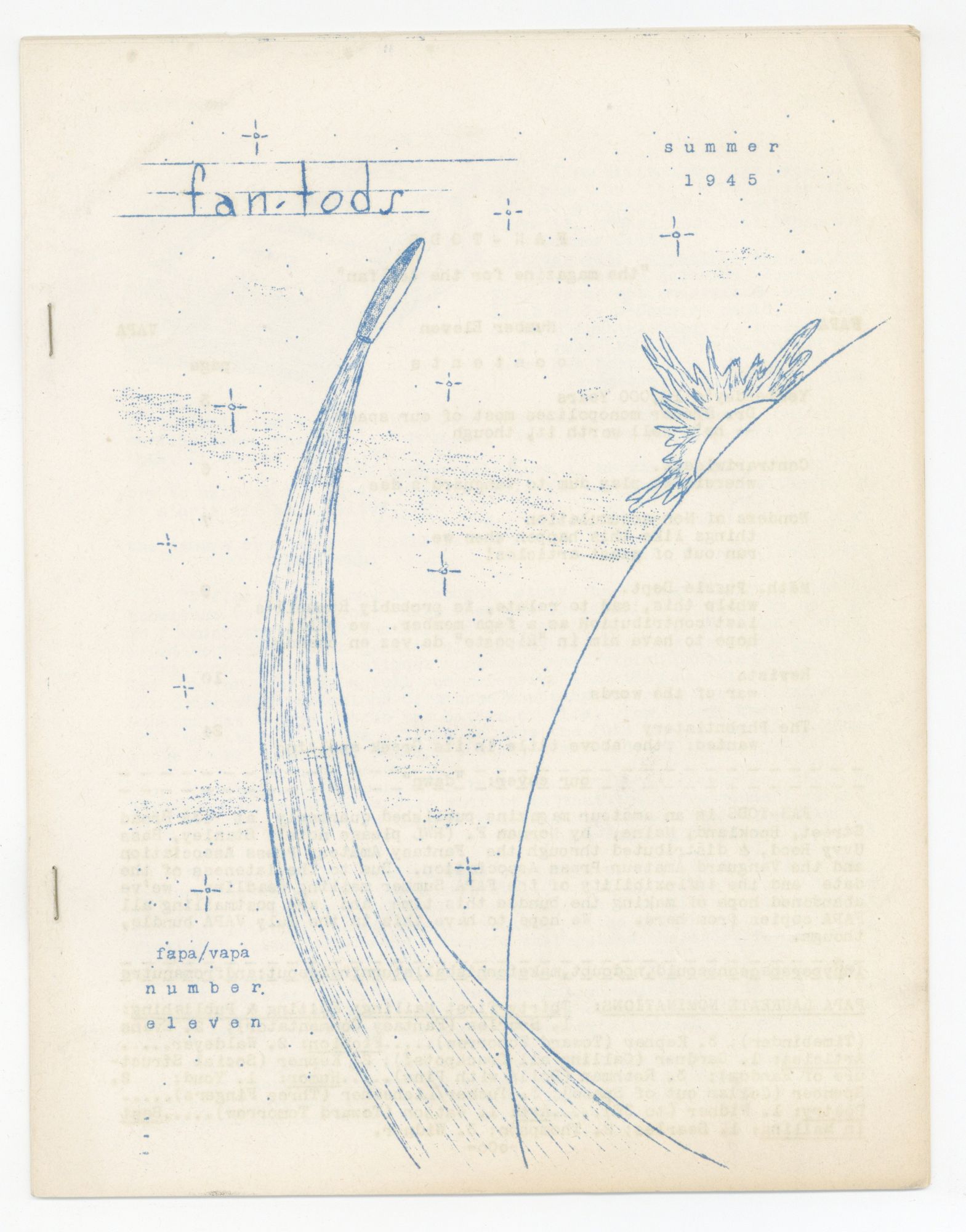 Fan-tods: Number 11. Summer, 1945 Stanley, Norman F. [Very Good]