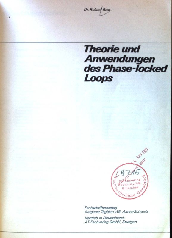 Theorie und Anwendungen des phase-locked loops. - Best, Roland E.