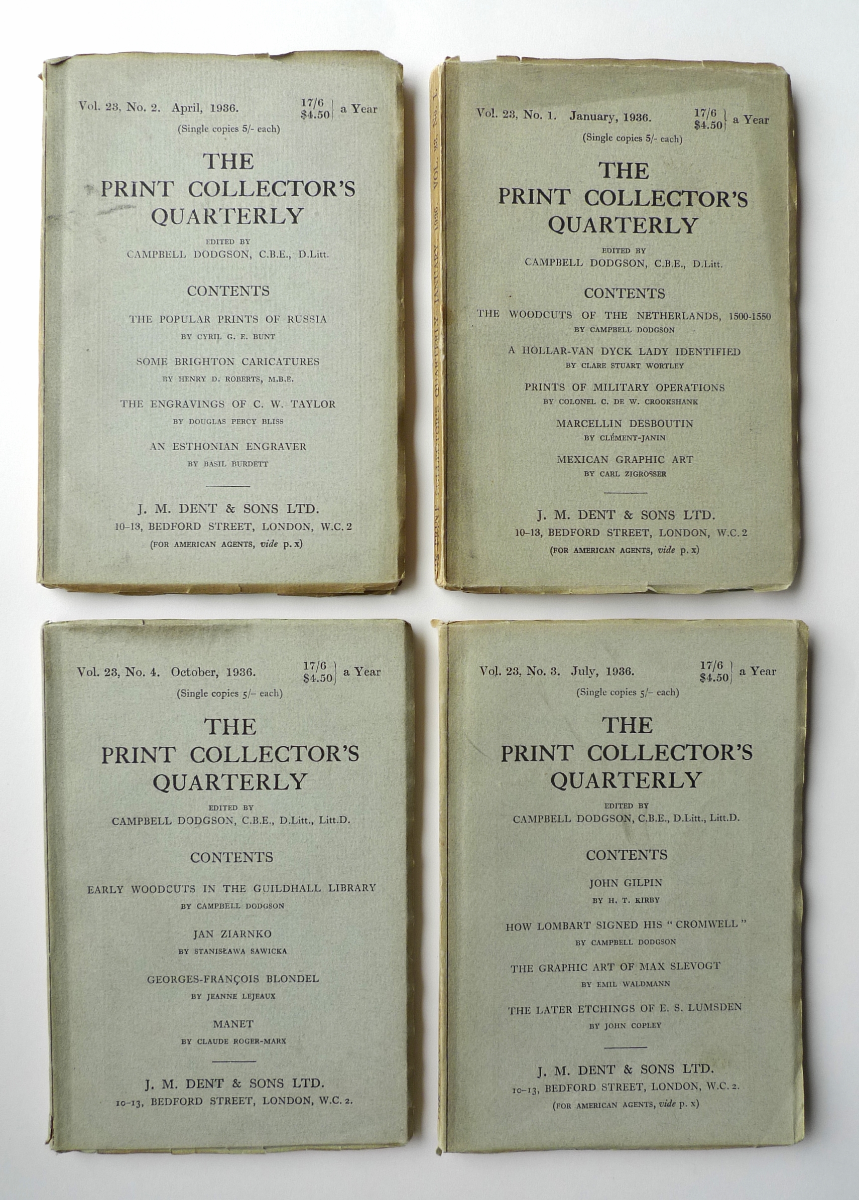 The Print Collector's Quarterly. Vol. 23, No.s 1-4. January