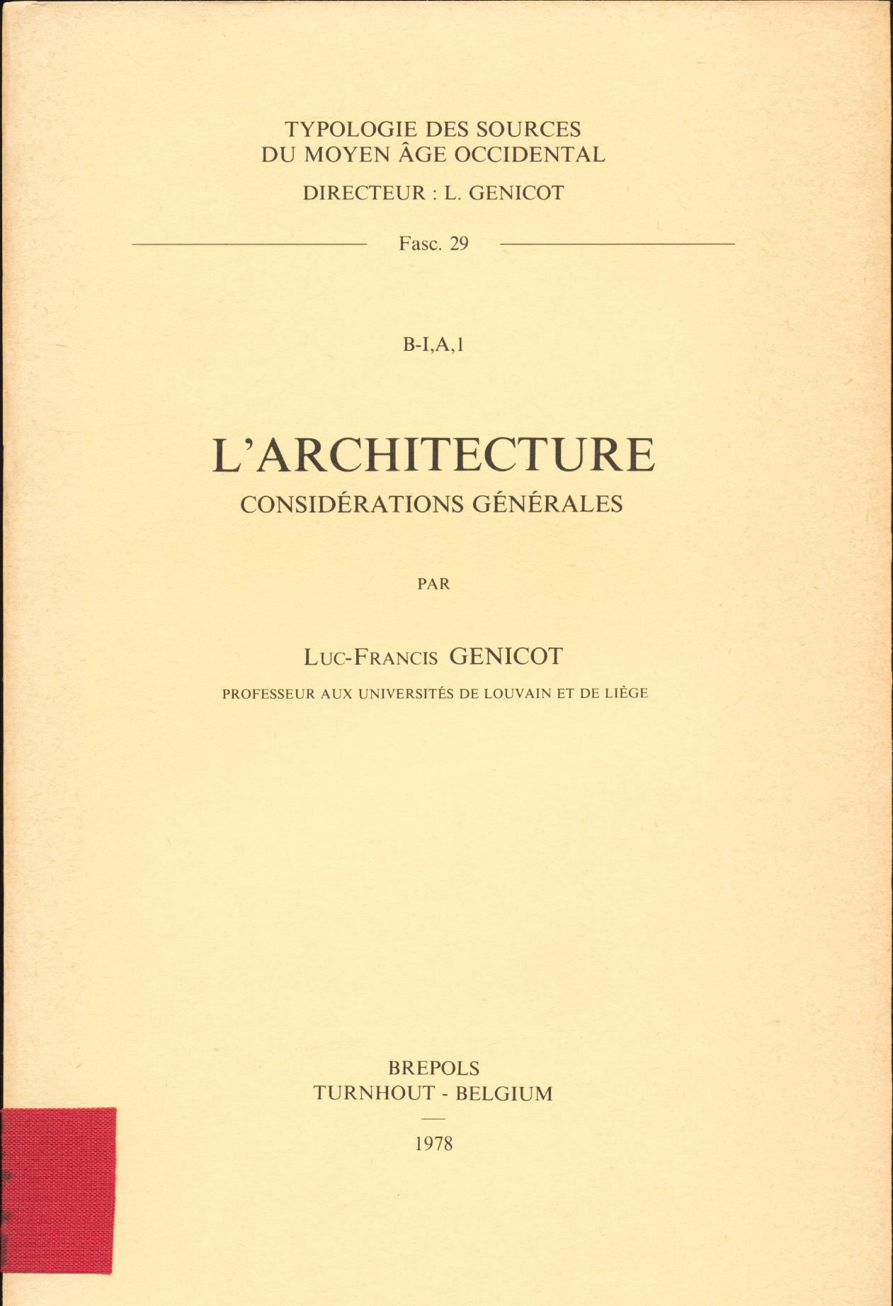 L'Architecture Considérations Générales - Pastoureau, Michel