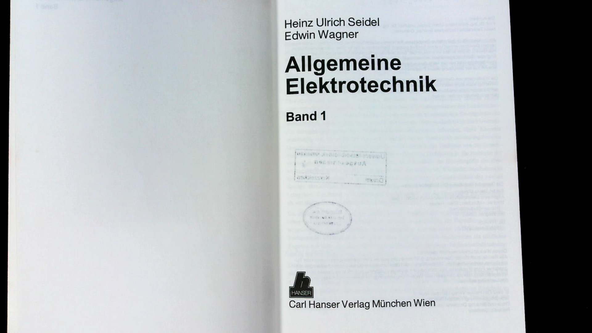 Elektrotechnik, Bd. 1. Hanser-Lehrbuch. - Seidel, Heinz-Ulrich und Edwin Wagner