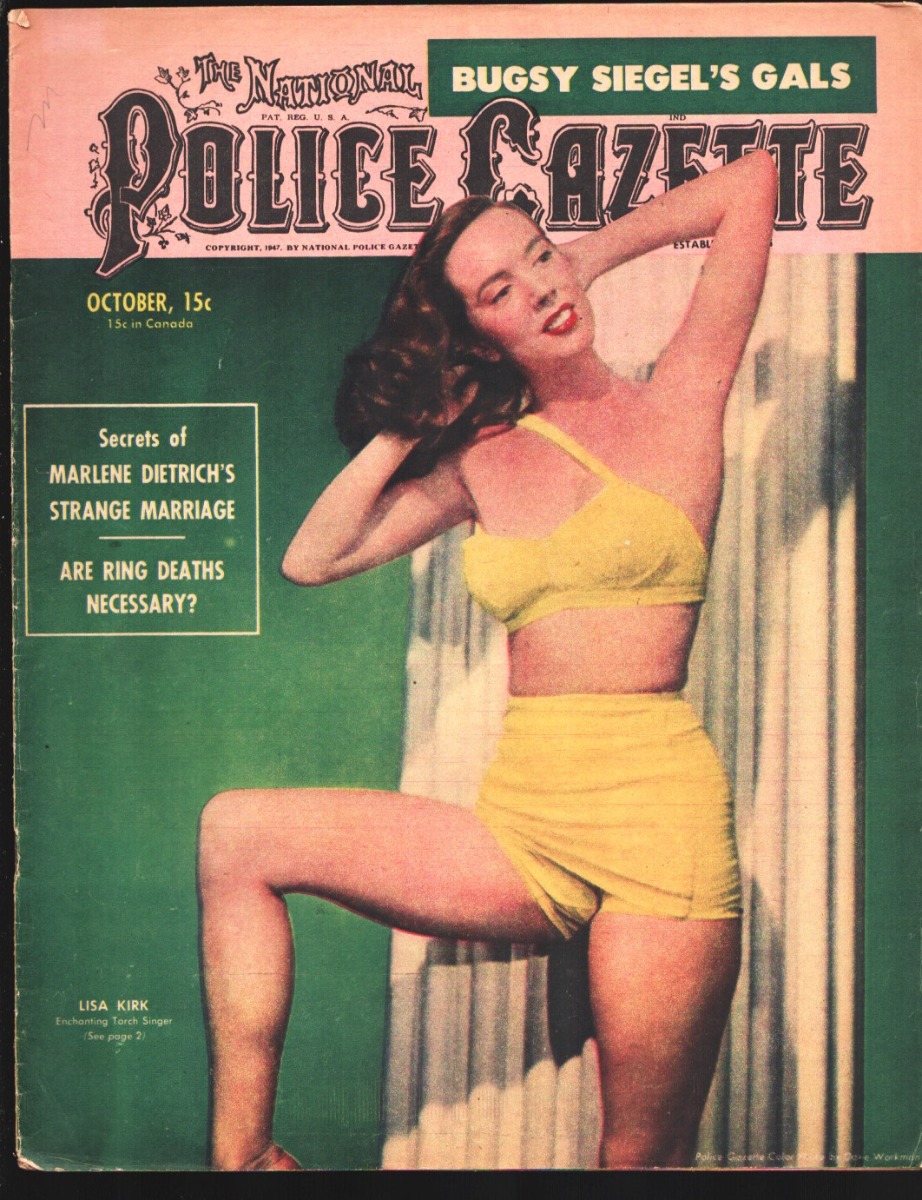 National Police Gazette 10/1947-Lisa Kirk swimsuit cover-Bugsy Siegel-Marlene Dietrich-Joe Louis-VG [Very Good] [Softcover]