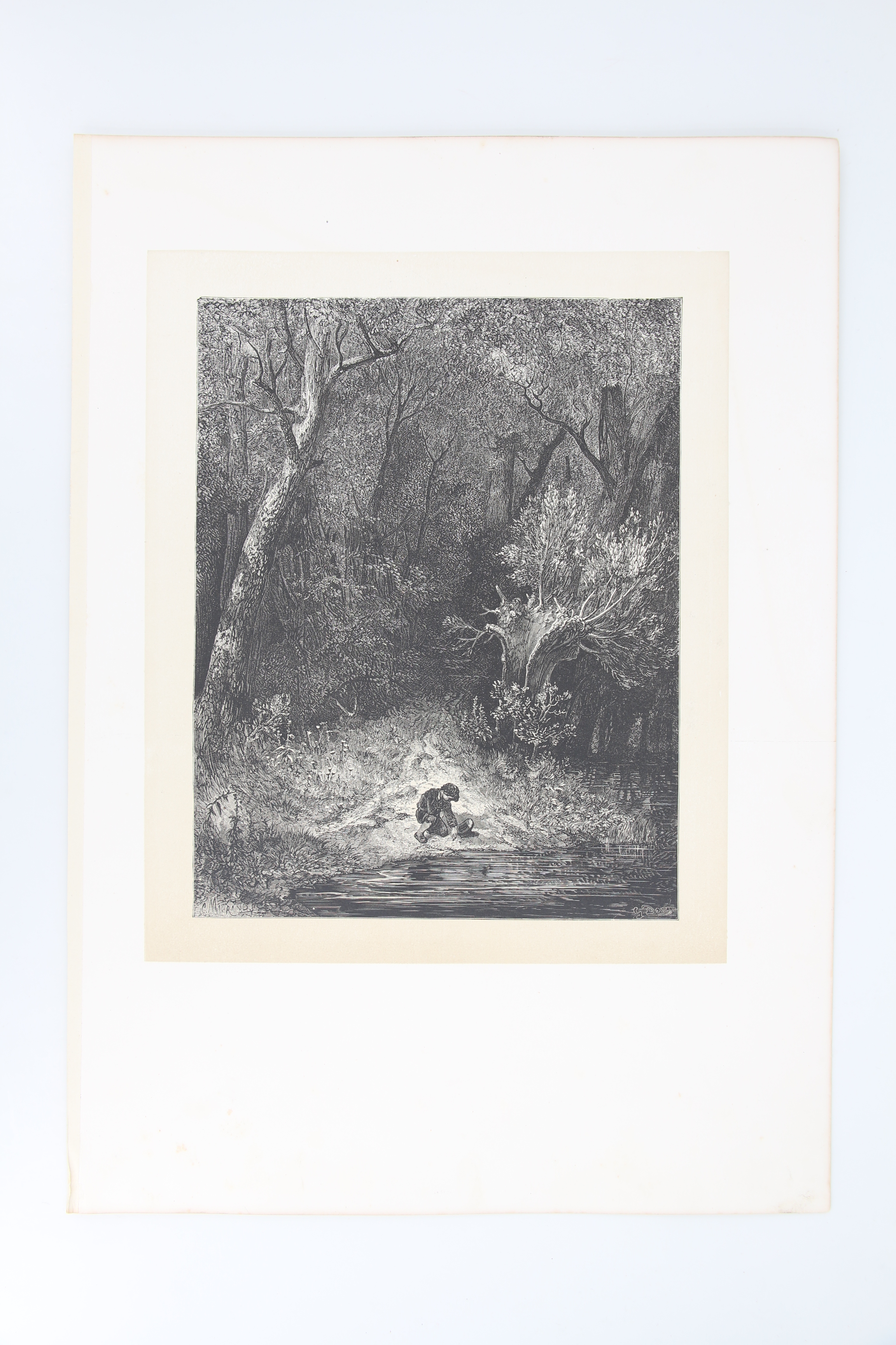 Charles Perrault, Contes, Le Petit Poucet, "Le Petit Poucet se leva de bon matin & alla au bord d'un ruisseau, où il remplit es poches de petits cail