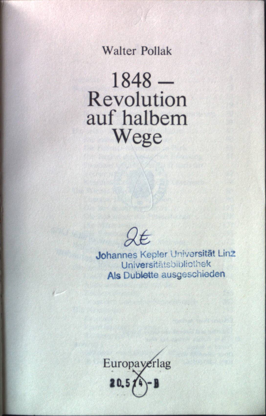 1848 - Revolution auf halbem Wege. - Pollak, Walter