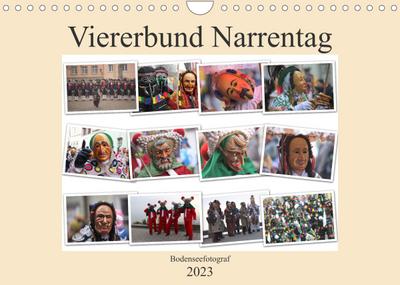 Narrentag Viererbund 2023 (Wandkalender 2023 DIN A4 quer) : Narrentag Viererbund 2021 Überlingen Elzach Oberndorf Rottweil (Monatskalender, 14 Seiten ) - Bodenseefotograf