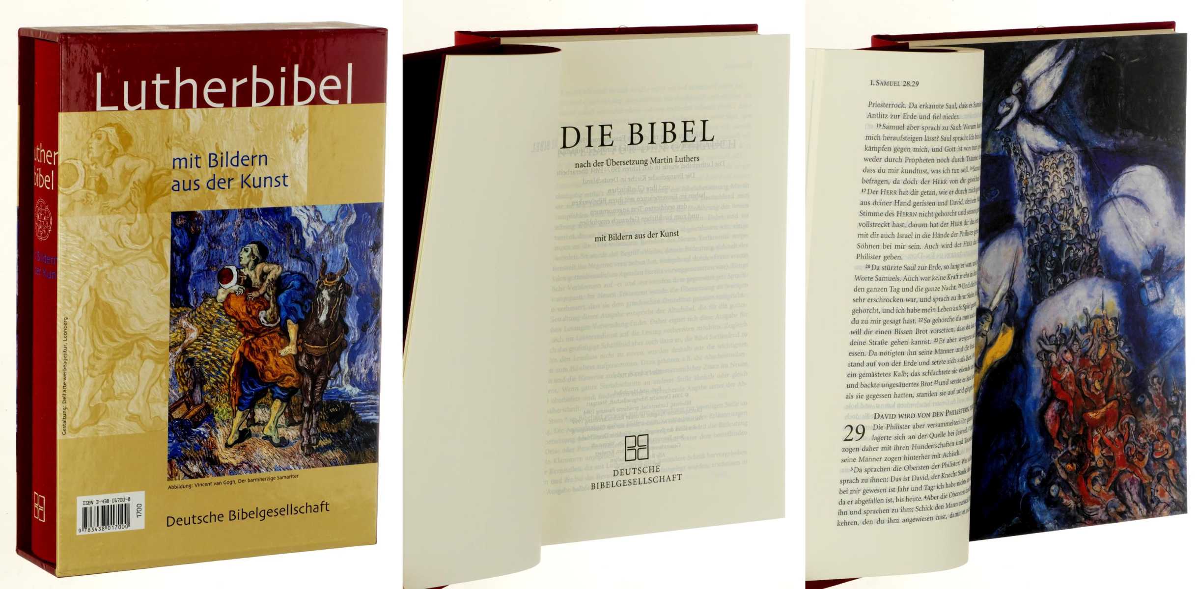 Die Bibel. nach der Übersetzung Martin Luthers. Mit Bildern aus der Kunst. Bibeltext in der revidierten Fassung von 1984]. [Bibeltext in der revidierten Fassung von 1984]. Durchges. Ausg. in neuer Rechtschreibung 1999. - Bibel AT und NT.- Luther (Übers.)