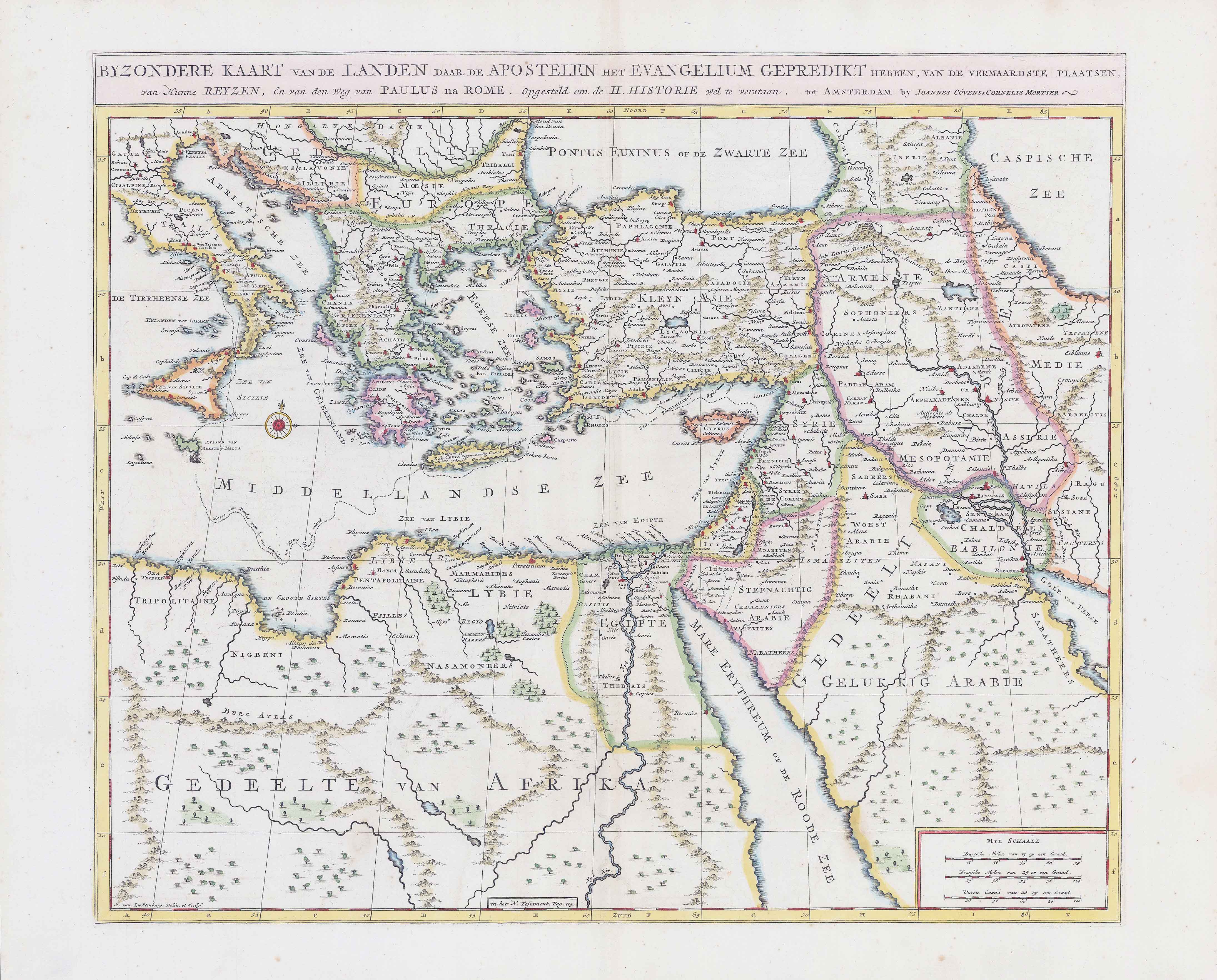 keten boiler vergaan c1700 Byzondere Kaart van de Landen Apostelen TRAVELS OF APOSTLES Map  (LM20-93): Map | Antique Paper Company