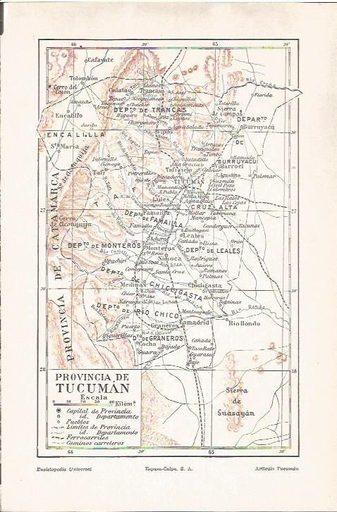 LAMINA V06677: Mapa de la provincia de Tucuman Argentina by Varios ...