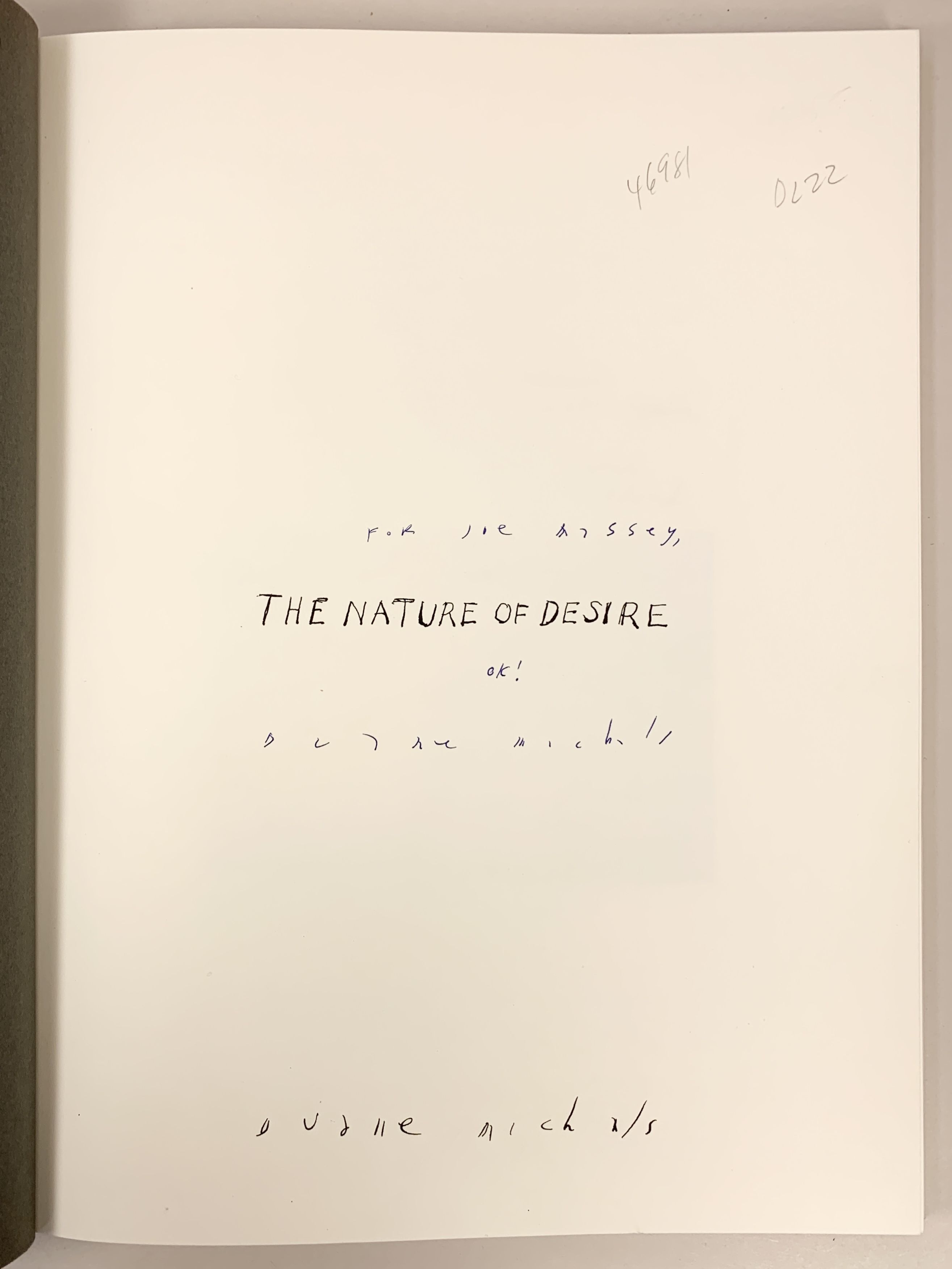 The Nature of Desire by Michals, Duane: Fine Hardcover (1986
