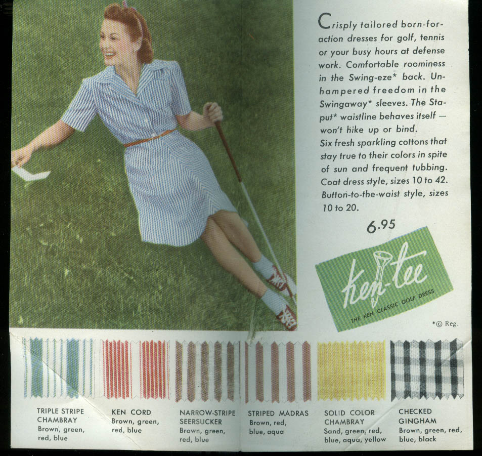 Ken-Tee Classic Golf Dress for Women sales folder 1950s [Assez bon]