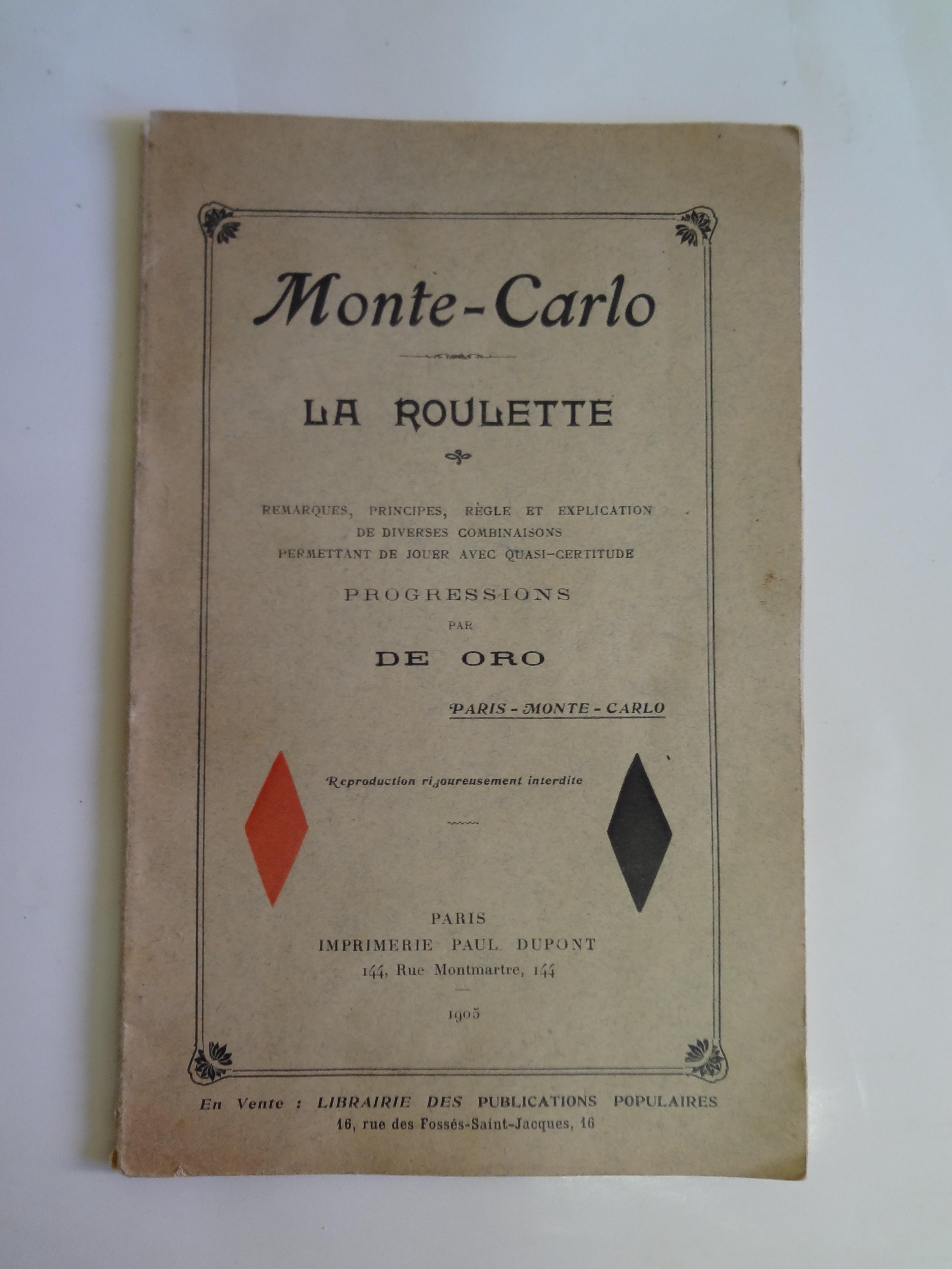 Monte-Carlo LA ROULETTE (1) DE ORO [Très bon] [Couverture souple]