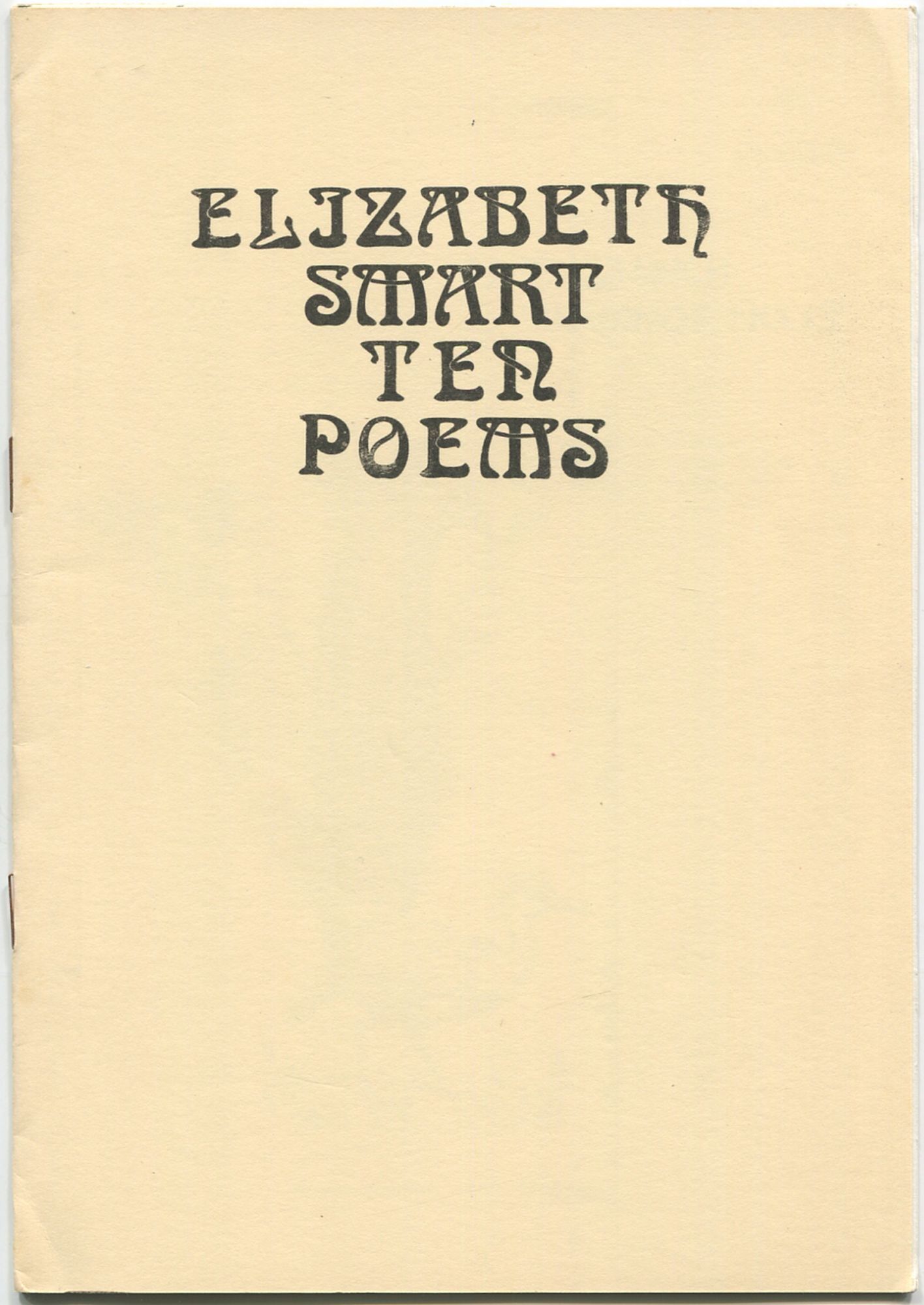 Ten Poems von SMART, Elizabeth Fine Softcover (1981) Between the