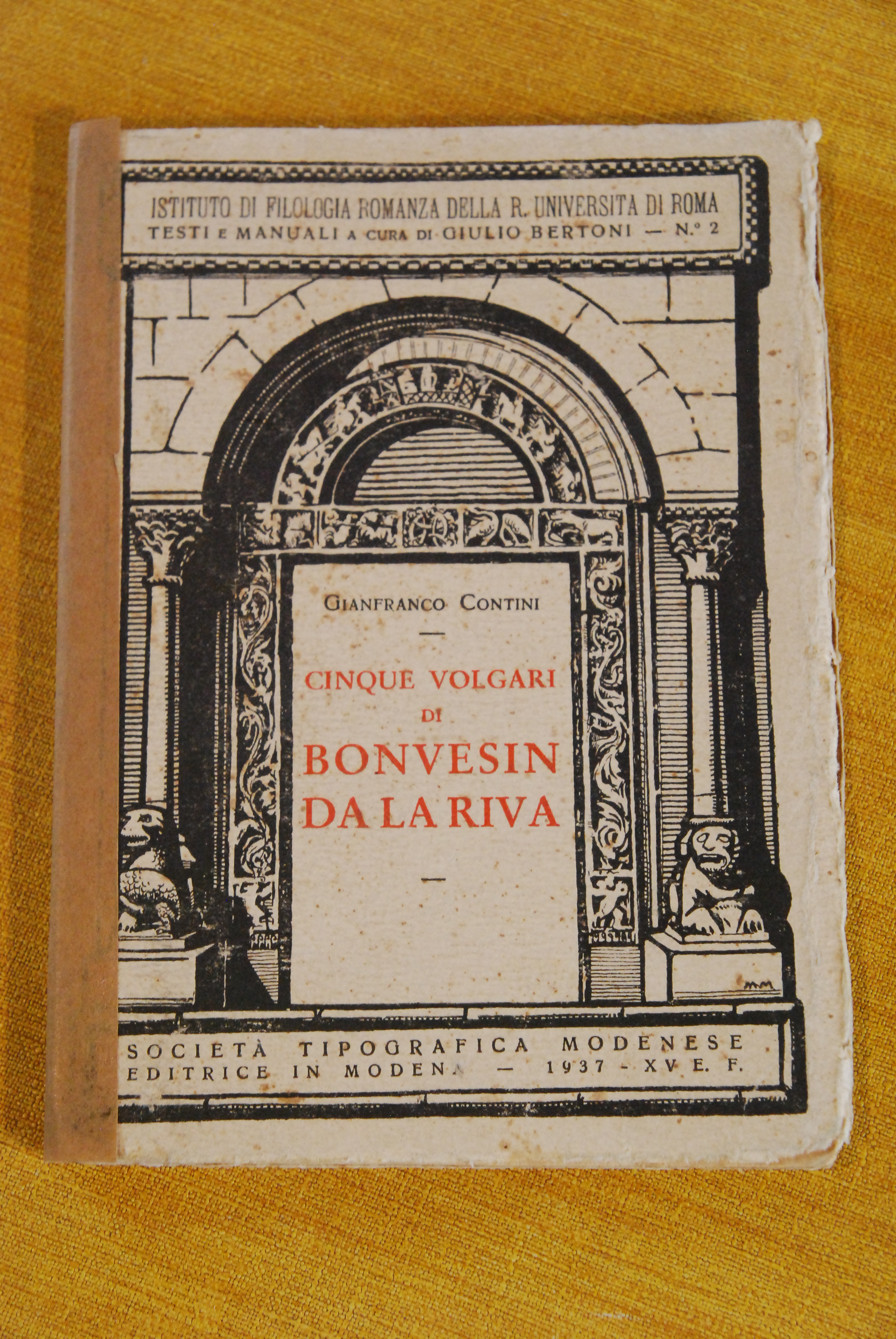 cinque volgari di bonvesin da la riva NUOVO by gianfranco contini: (1937)