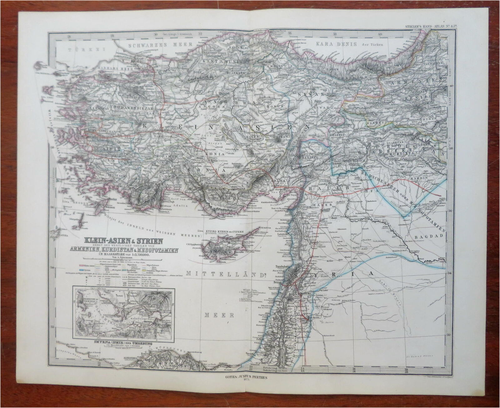 Ottoman Empire Anatolia Syria Cyprus Smyrna Armenia 1875 Petermann
