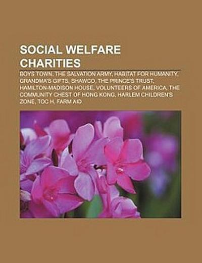 Social welfare charities : Boys Town, The Salvation Army, Habitat for Humanity, Grandma's Gifts, SHAWCO, The Prince's Trust, Hamilton-Madison House, Volunteers of America, The Community Chest of Hong Kong, Harlem Children's Zone, Toc H, Farm Aid - Source