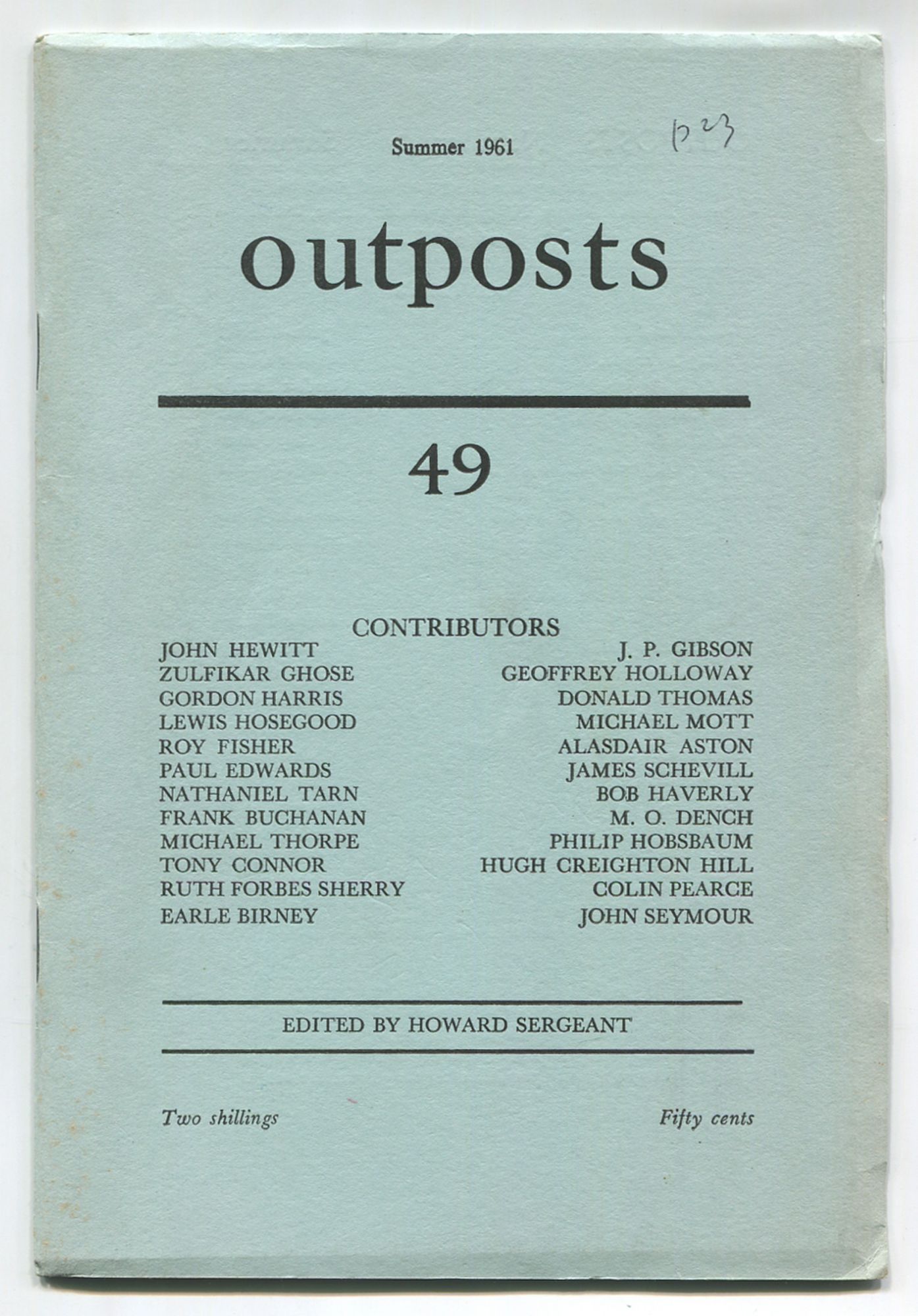 Outposts - Winter 1969, Number 83 (HEWITT, John, Zulfikar Ghose, Gordon Harris, Lewis Hosegood, Roy Fisher, Paul Edwards, Nathaniel Tarn, and more) S