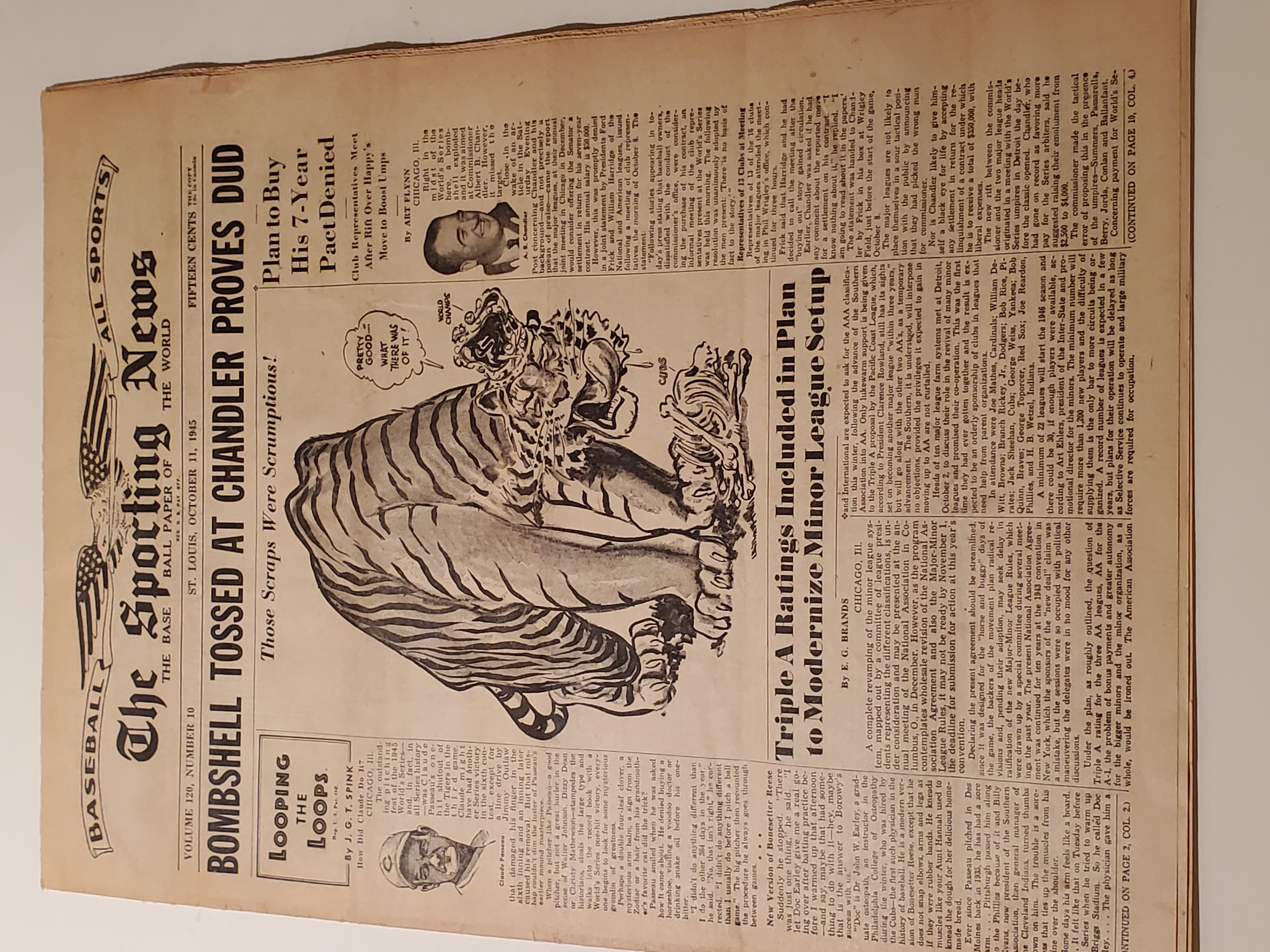 October 11,1945 The Sporting News: 1945 World Series Between